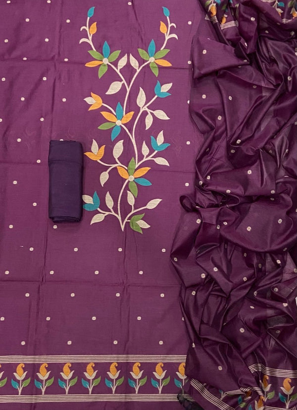 Classy Weaves Muga Cotton Silk Suit Set (2082) - Yanchi