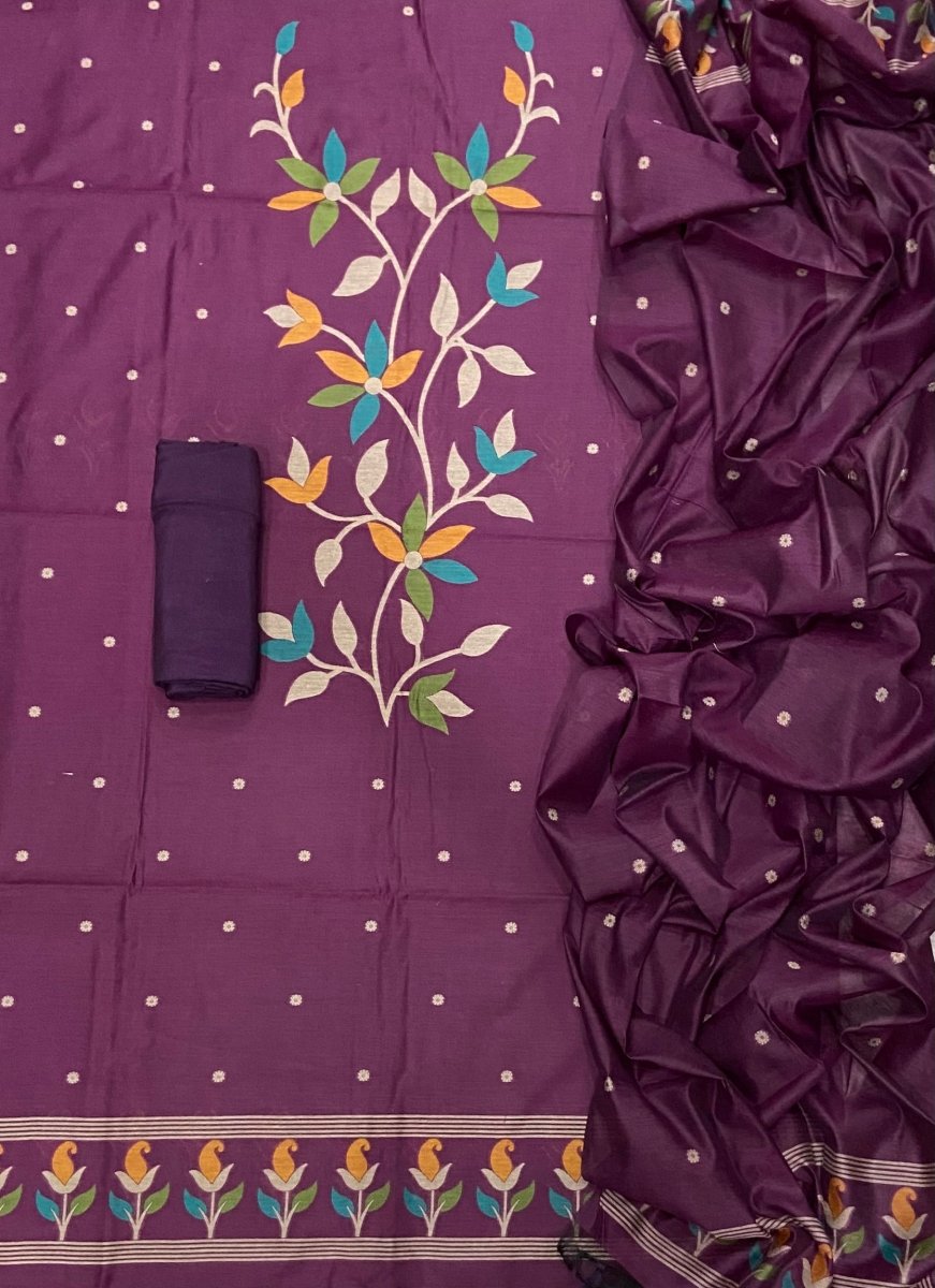 Classy Weaves Muga Cotton Silk Suit Set (2082) - Yanchi