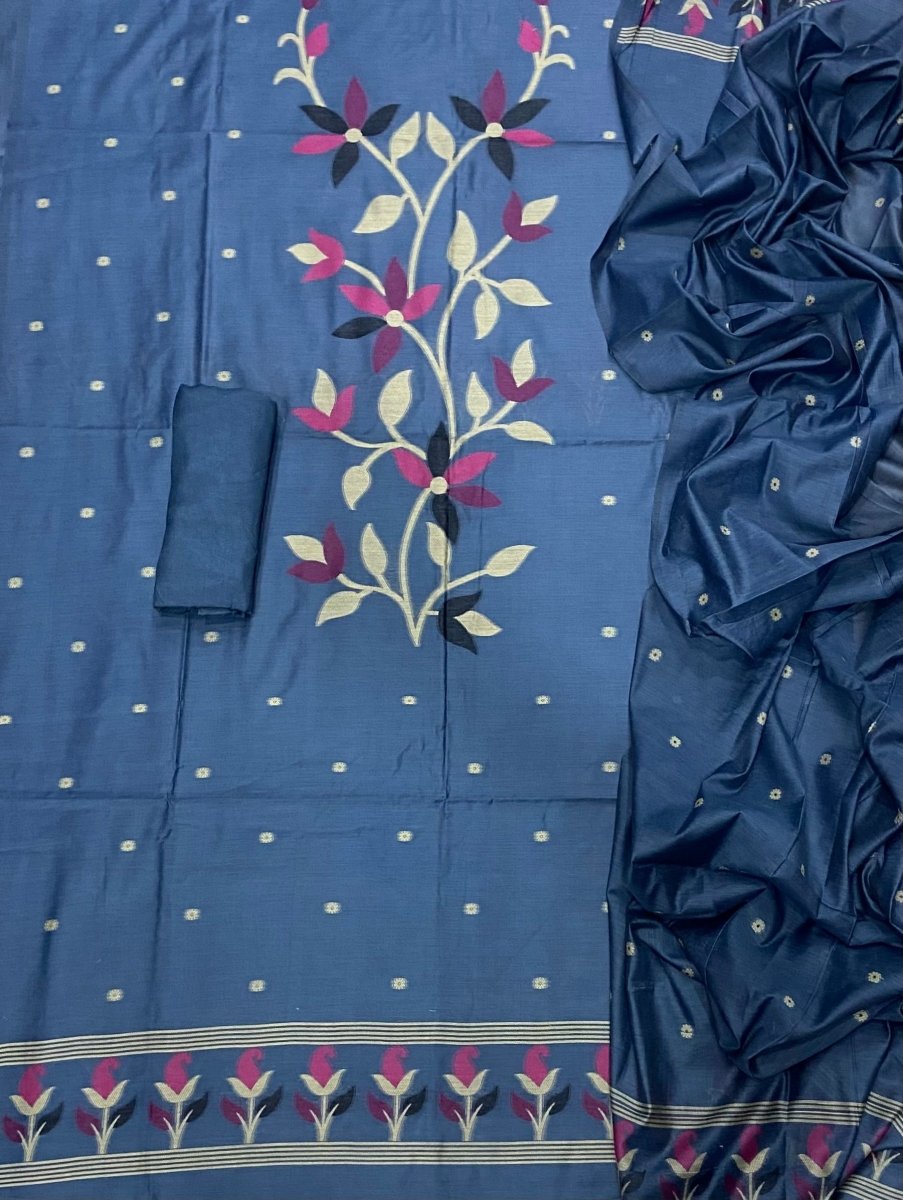Classy Weaves Muga Cotton Silk Suit Set (2082) - Yanchi