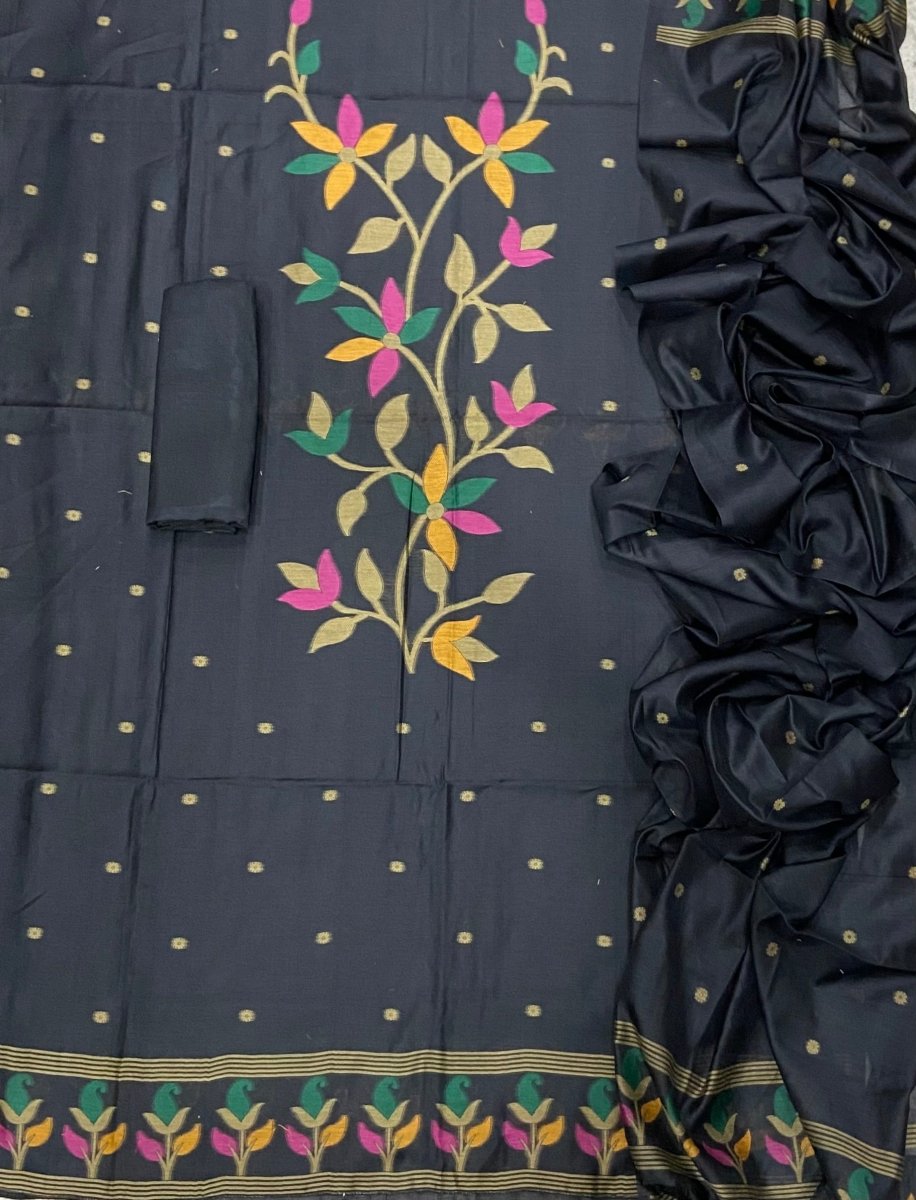 Classy Weaves Muga Cotton Silk Suit Set (2082) - Yanchi