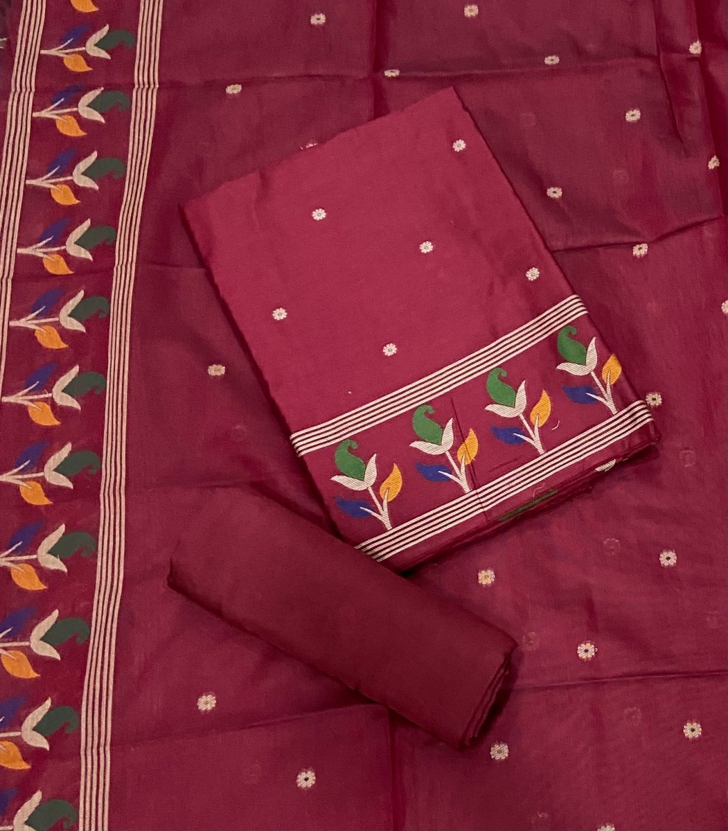 Classy Weaves Muga Cotton Silk Suit Set (2082) - Yanchi