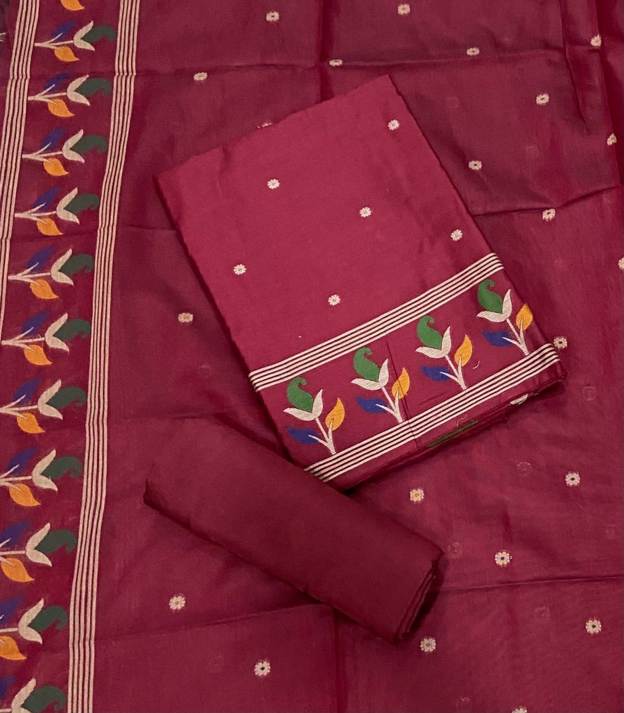 Classy Weaves Muga Cotton Silk Suit Set (2082) - Yanchi