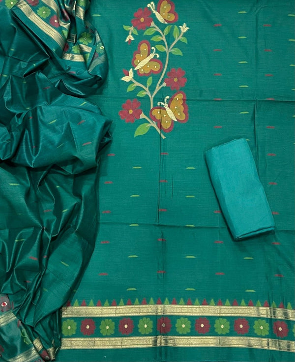 Classy Weaves Muga Cotton Silk Suit Set (2096) - Yanchi