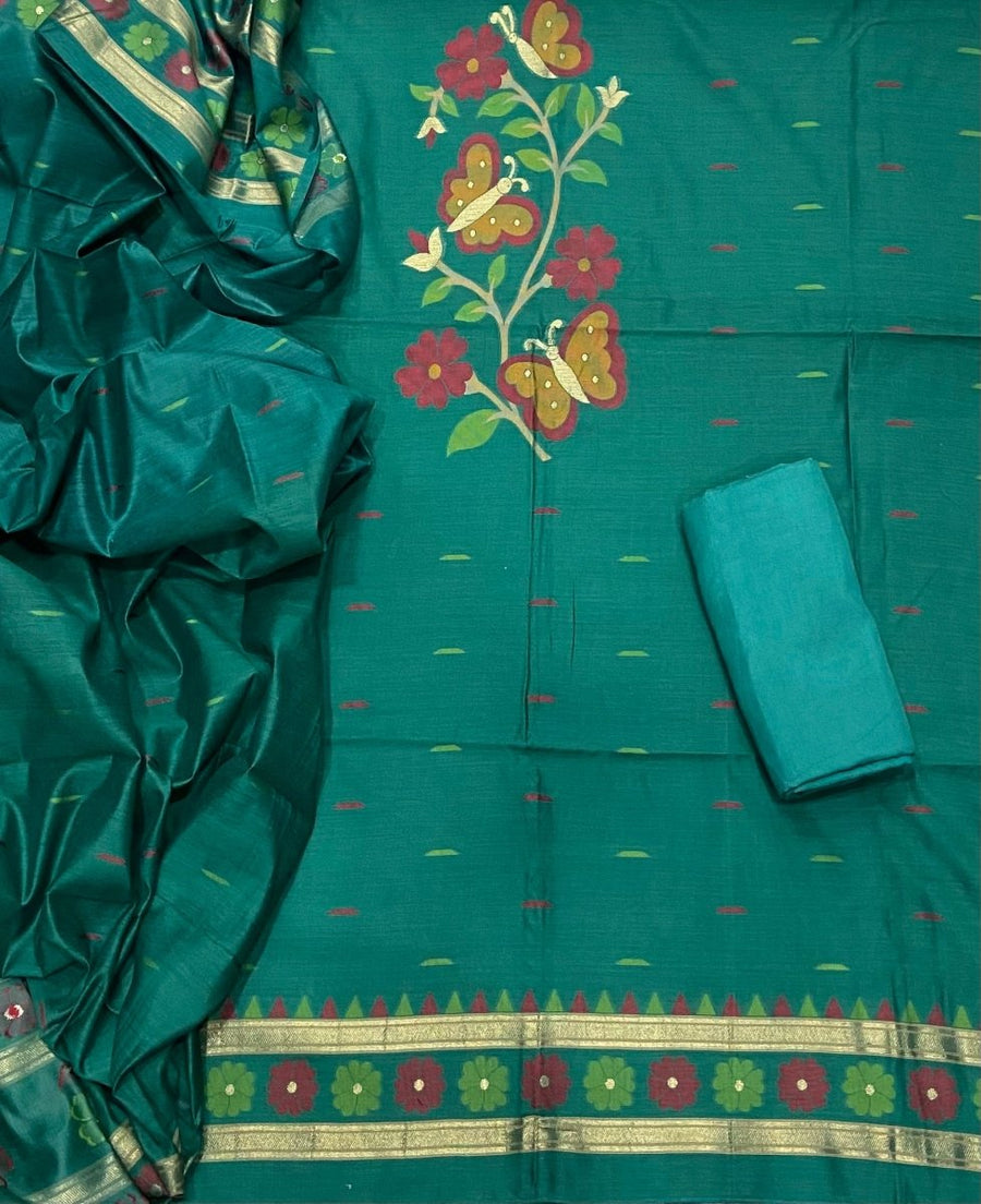 Classy Weaves Muga Cotton Silk Suit Set (2096) - Yanchi