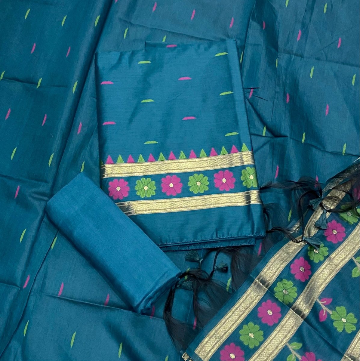 Classy Weaves Muga Cotton Silk Suit Set (2096) - Yanchi