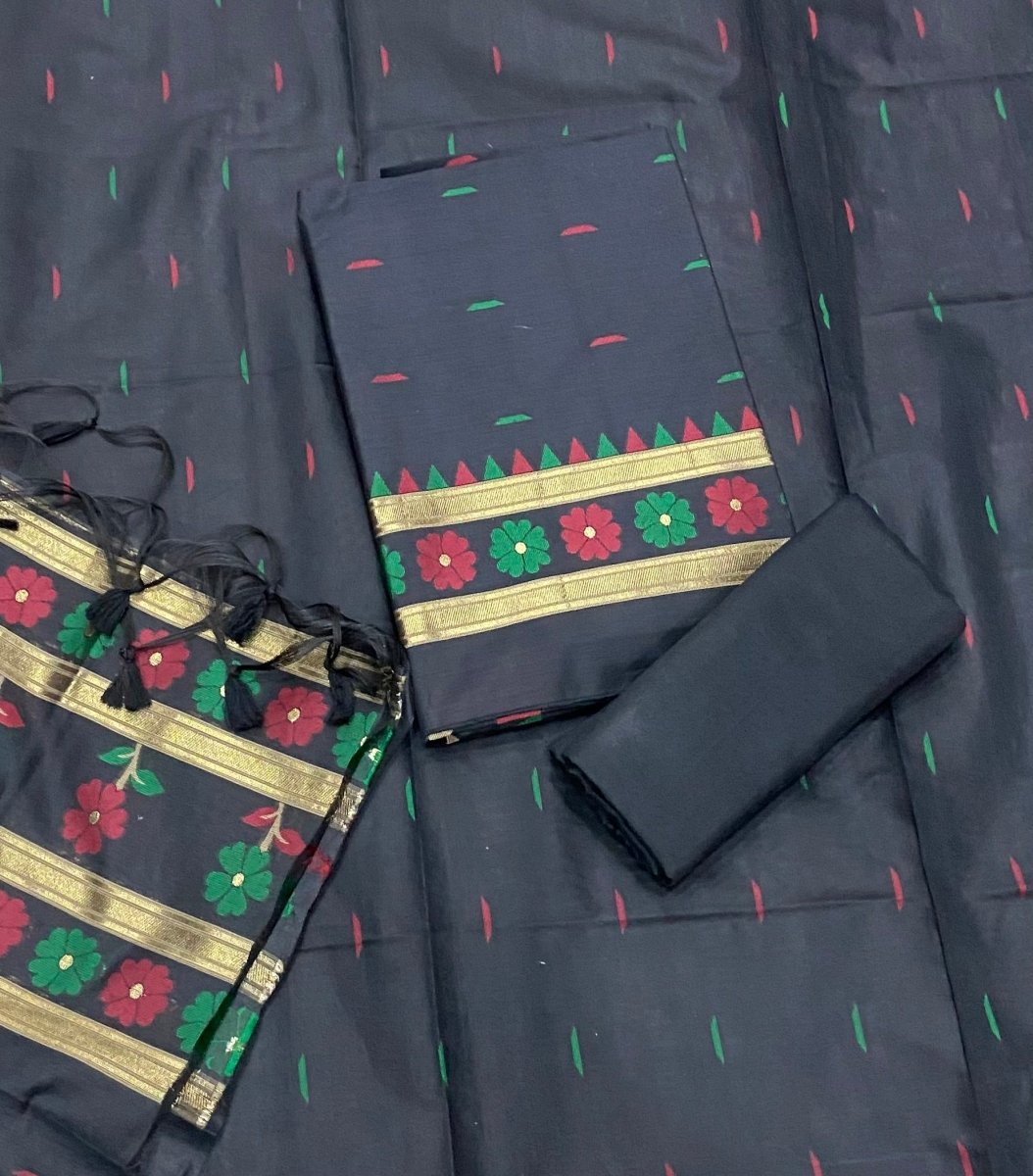 Classy Weaves Muga Cotton Silk Suit Set (2096) - Yanchi