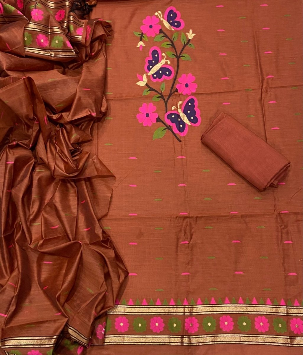 Classy Weaves Muga Cotton Silk Suit Set (2096) - Yanchi