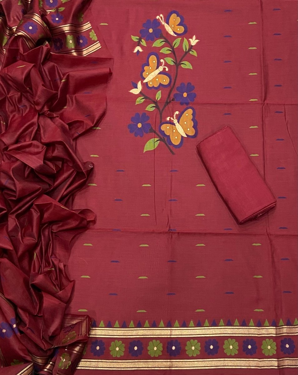 Classy Weaves Muga Cotton Silk Suit Set (2096) - Yanchi