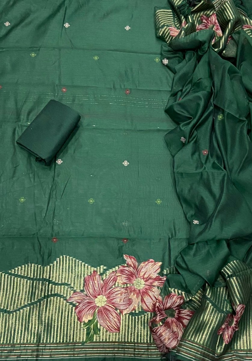 Classy Weaves Muga Cotton Silk Suit Set (2099) - Yanchi