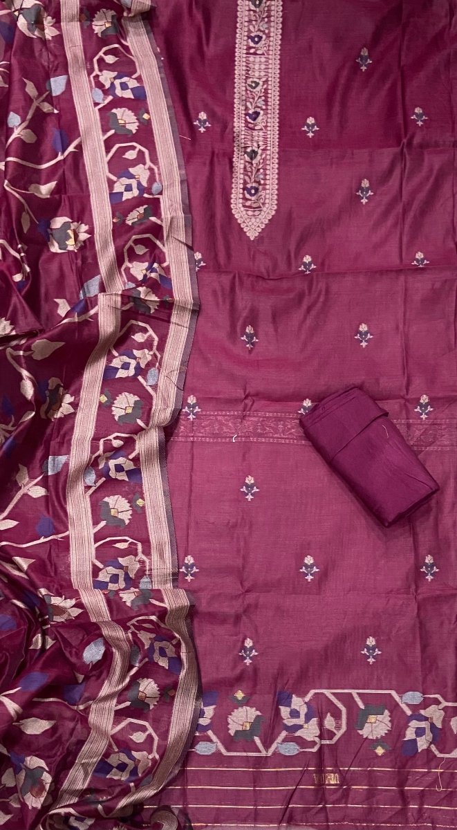 Classy Weaves Muga Cotton Silk Suit Set - Yanchi