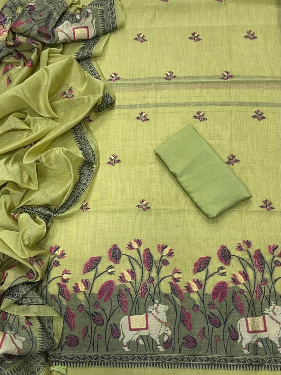 Classy Weaves Muga Cotton Silk Suit Set - Yanchi