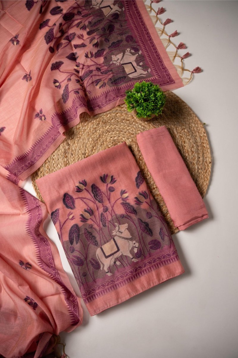 Classy Weaves Muga Cotton Silk Suit Set - Yanchi