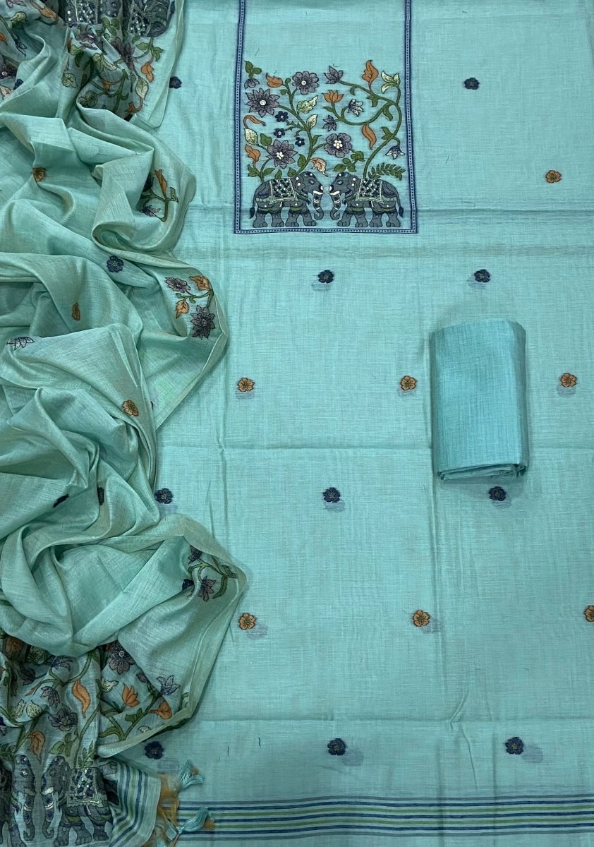 Classy Weaves Muga Cotton Silk Suit Set (4027) - Yanchi