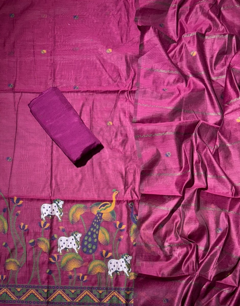 Classy Weaves Muga Cotton Silk Suit Set - Yanchi