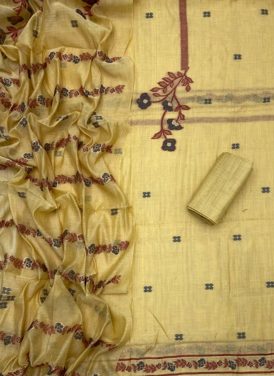 Classy Weaves Muga Cotton Silk Suit Set - Yanchi