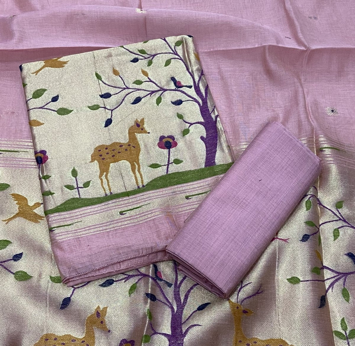 Classy Weaves Muga Cotton Silk Suit Set - Yanchi