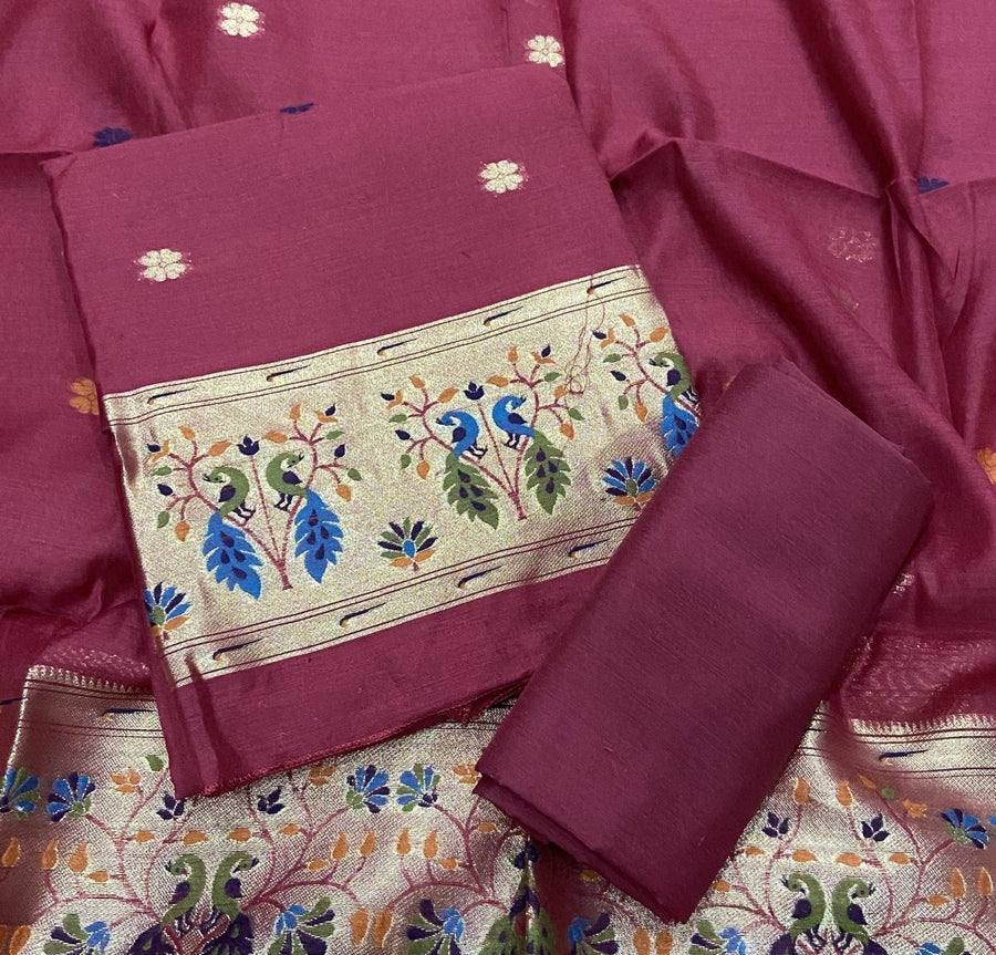 Classy Weaves Muga Cotton Silk Suit Set - Yanchi