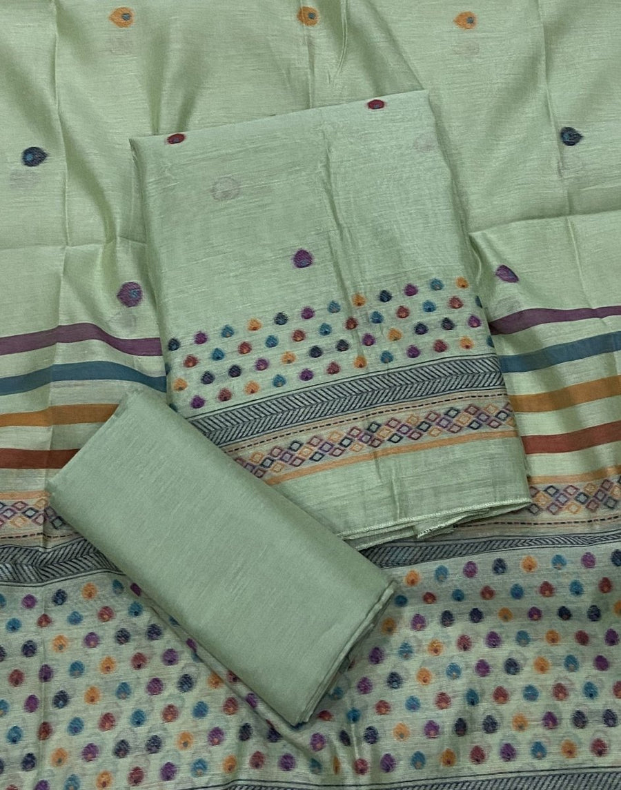 Classy Weaves Muga Cotton Silk Suit Set - Yanchi