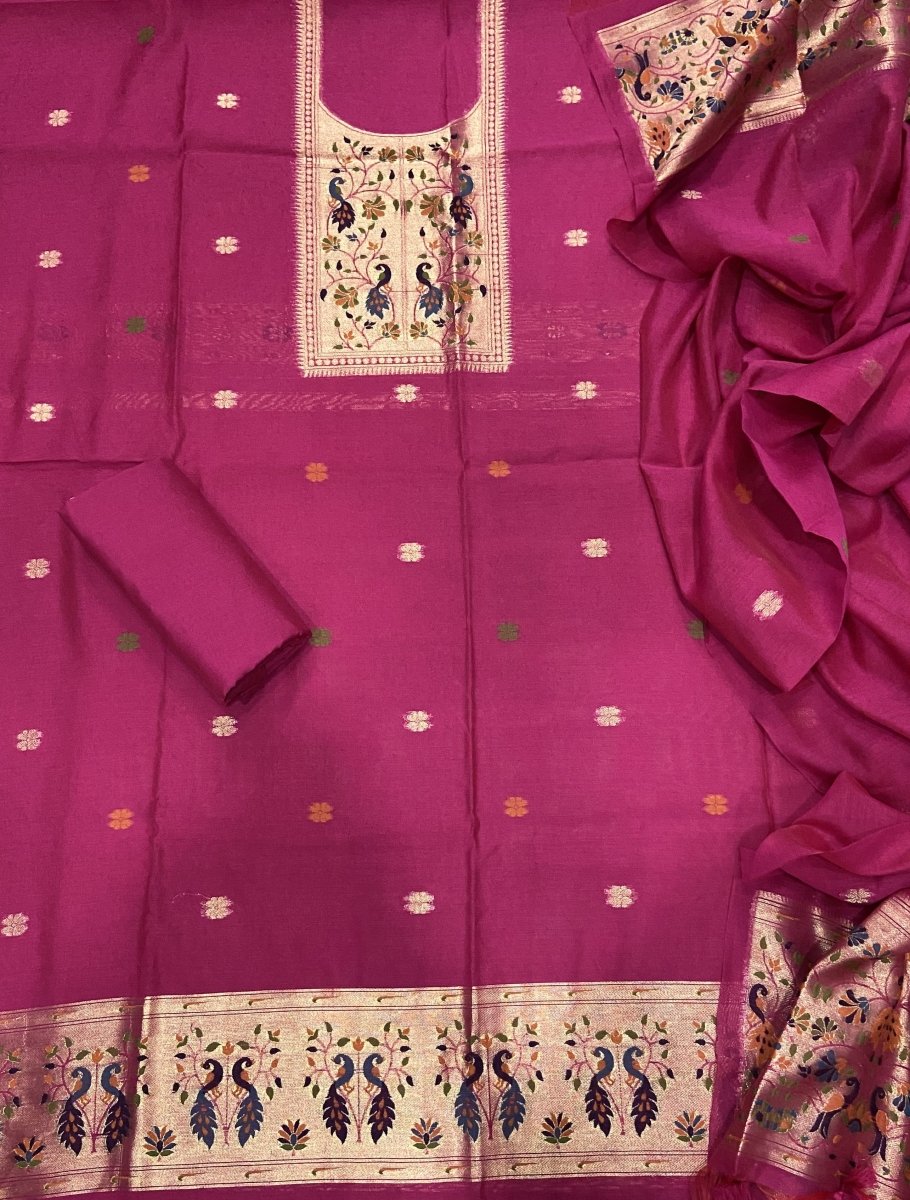 Classy Weaves Muga Cotton Silk Suit Set - Yanchi
