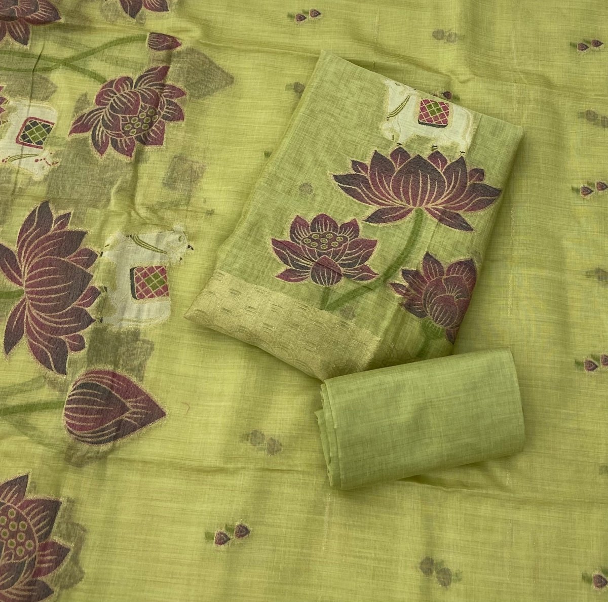 Classy Weaves Muga Cotton Silk Suit Set - Yanchi