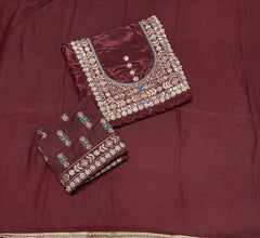 Classy Wow Glass Organza Suit Set with Heavy Pearl & Real Mirror Work - Yanchi