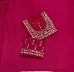 Classy Wow Glass Organza Suit Set with Heavy Pearl & Real Mirror Work - Yanchi