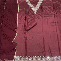 Classy Wow Glass Organza Suit Set with Heavy Real Mirror Work - Yanchi