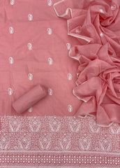 Cotton Chikankari Suit Set D1 (Peach) - Yanchi
