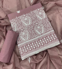 Cotton Chikankari Suit Set D1(Light Mauve) - Yanchi