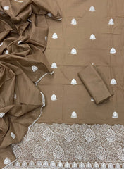 Cotton Chikankari Suit Set D2 (Brown) - Yanchi