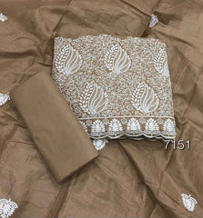 Cotton Chikankari Suit Set D2 (Brown) - Yanchi