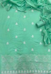 Cotton Chikankari Suit Set D2 (Green) - Yanchi
