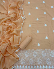 Cotton Chikankari Suit Set D2 (Orange) - Yanchi