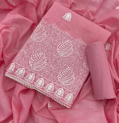 Cotton Chikankari Suit Set D2 (Peach Pink) - Yanchi