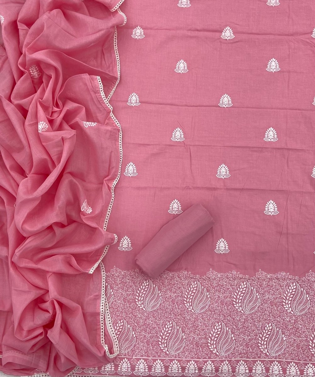Cotton Chikankari Suit Set D2 (Peach Pink) - Yanchi