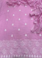 Cotton Chikankari Suit Set D2 (Pink) - Yanchi