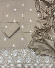 Cotton Chikankari Suit Set D3 (Brown) - Yanchi