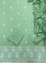 Cotton Chikankari Suit Set D3 (Green) - Yanchi