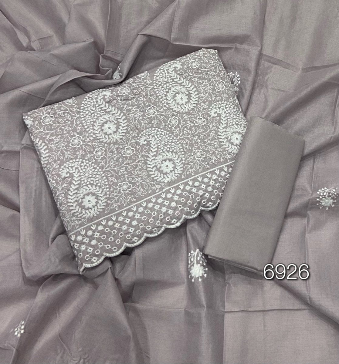 Cotton Chikankari Suit Set D3 (Grey) - Yanchi