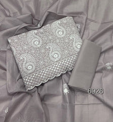 Cotton Chikankari Suit Set D3 (Grey) - Yanchi