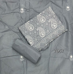 Cotton Chikankari Suit Set D3 (Grey) - Yanchi