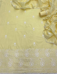 Cotton Chikankari Suit Set D3 (Lemon Yellow) - Yanchi
