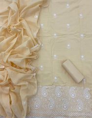 Cotton Chikankari Suit Set D3 (Soft Yellow) - Yanchi