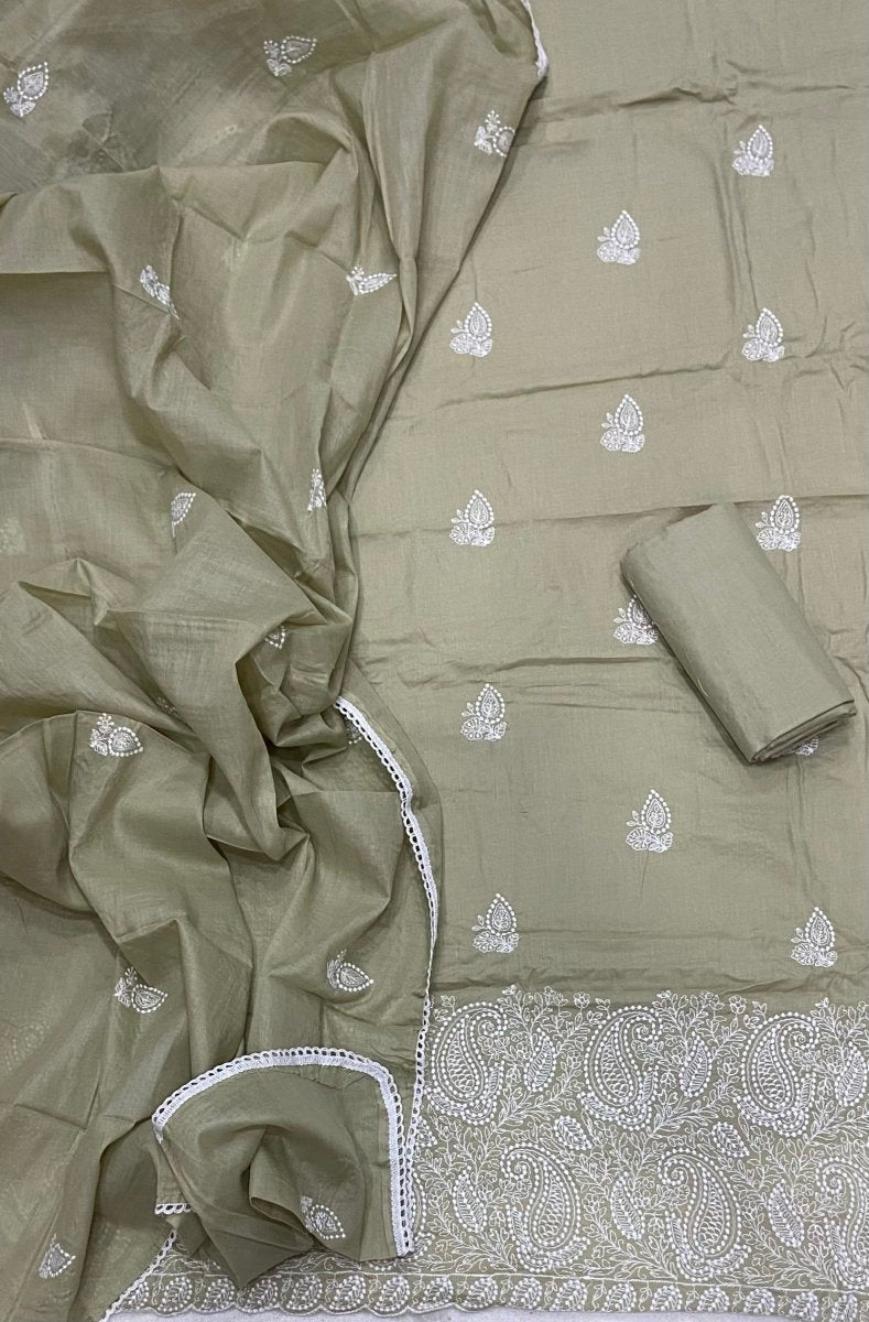 Cotton Chikankari Suit Set D4 (Beige) - Yanchi