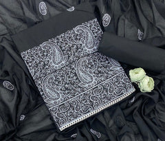 Cotton Chikankari Suit Set D4 (Black) - Yanchi
