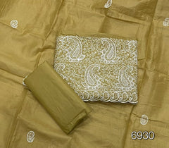 Cotton Chikankari Suit Set D4 (Golden - Brown) - Yanchi