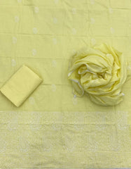 Cotton Chikankari Suit Set D4 (Lemon - Yellow) - Yanchi