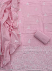 Cotton Chikankari Suit Set D4 (Light - Pink) - Yanchi