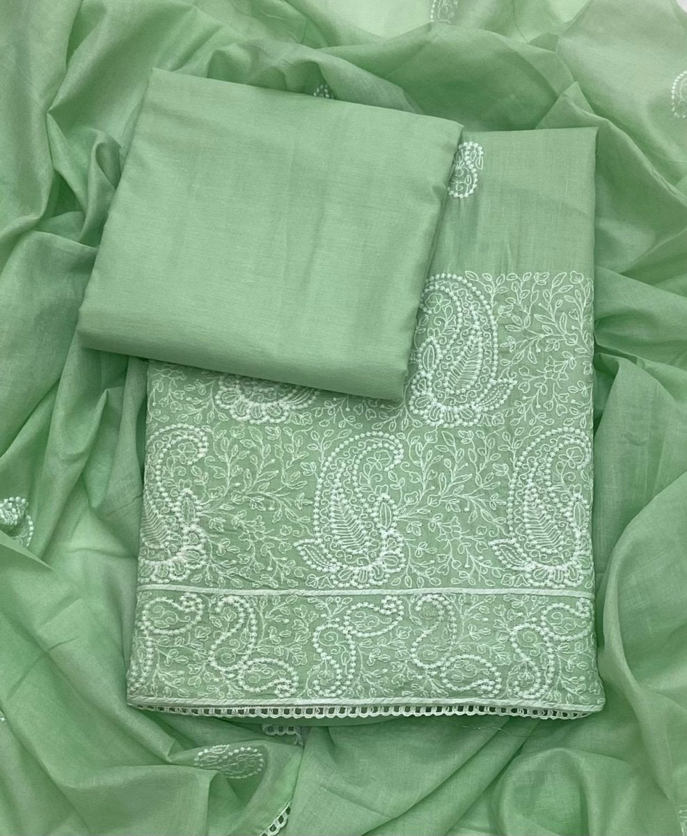 Cotton Chikankari Suit Set D4 (Mint Green) - Yanchi