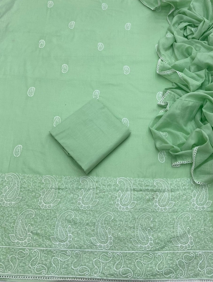 Cotton Chikankari Suit Set D4 (Mint Green) - Yanchi